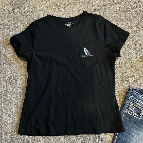 Vineyard Vines Black Tee with Surfboard Graphic - Picture 3 of 3